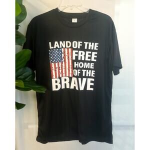 Black/White Land of the Free Active T-Shirt Mens Size L